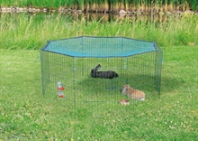 Smådjurshage till kanin/marsvin med nättak ø150×57 cm